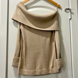 NWT New York & Company Gold/Tan One-Shoulder Sweater Top - S